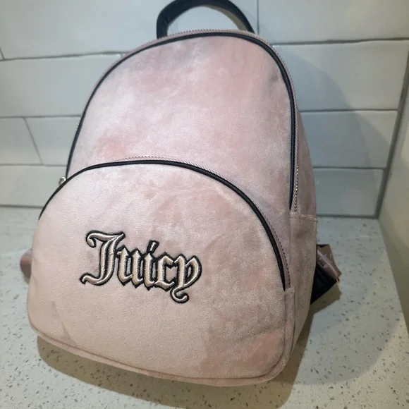Juicy Couture Velour Backpack Pink *Viral* Juicy Couture Pink Clay Rainbow Juicy Backpack Velour TikTok  main image 2